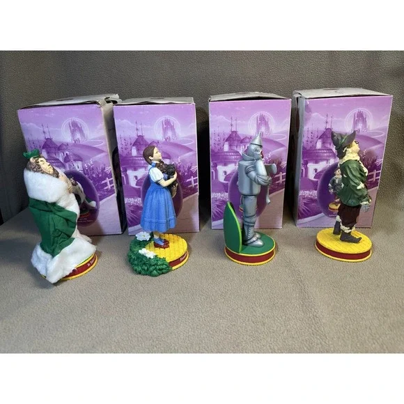 Wizard of Oz Figurine Set Dorothy Tin Man Scarecrow Lion with Boxes 2000
